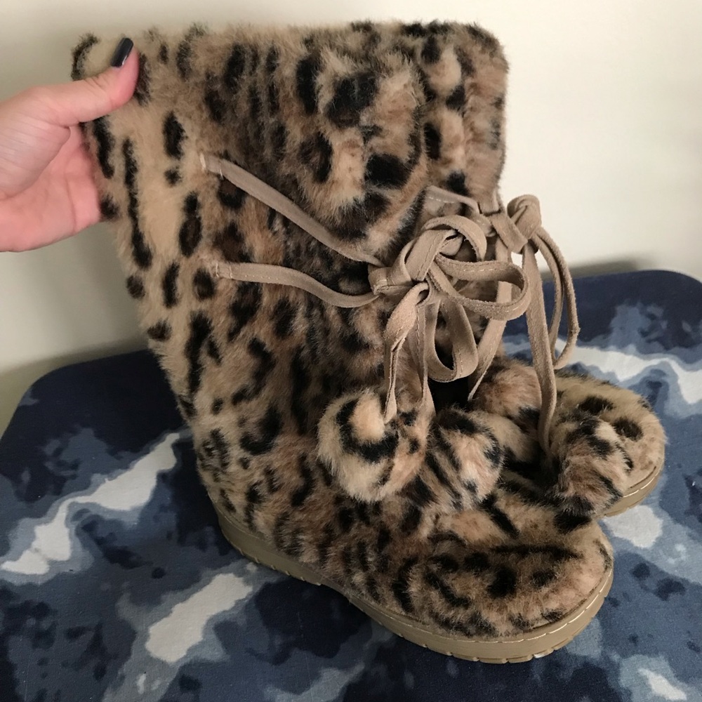 Colin Stuart Leopard Fur Boots